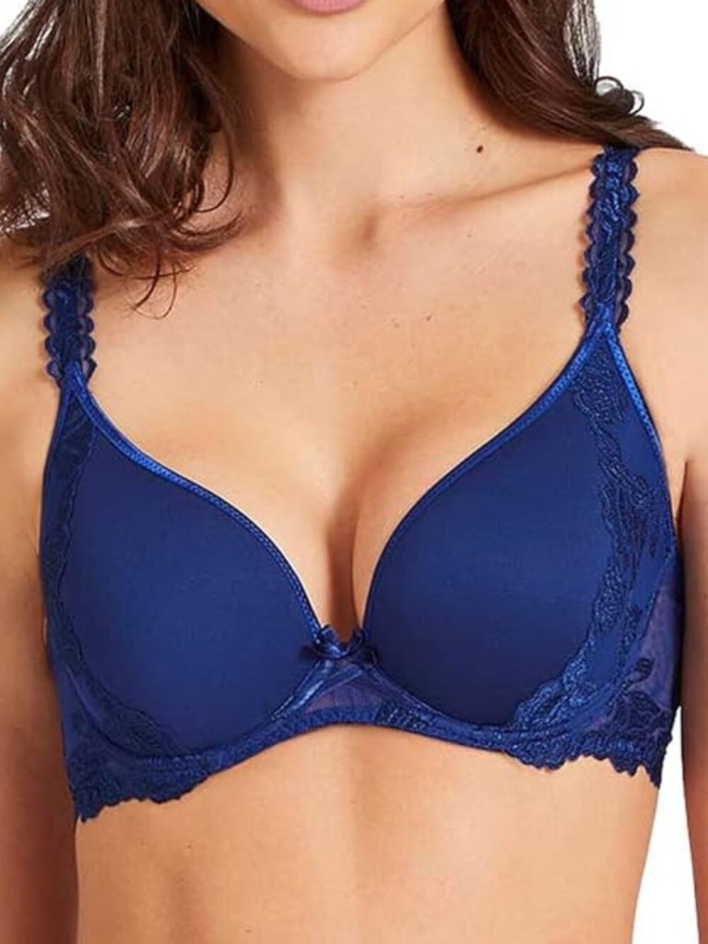 AUBADE Softessence Plunge Spacer Bra in Sapphire Blue Size 38B NWT
